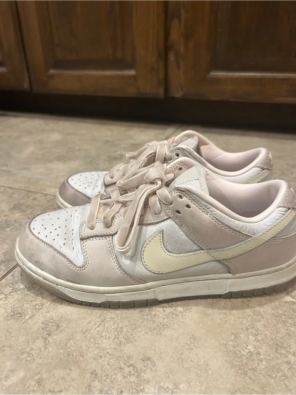 Nike Women's Light Pink and Cream Low-Top Sneakers